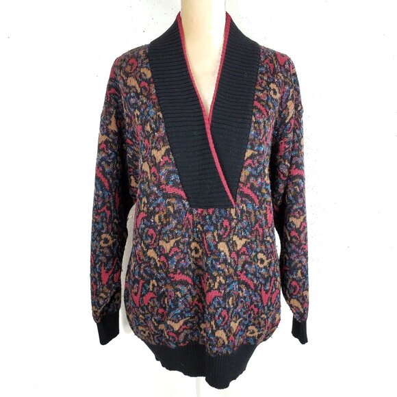 jaeger Sweaters - Vintage Colorful Abstract Lambswool Shawl Collar Pullover Sweater Womens Medium